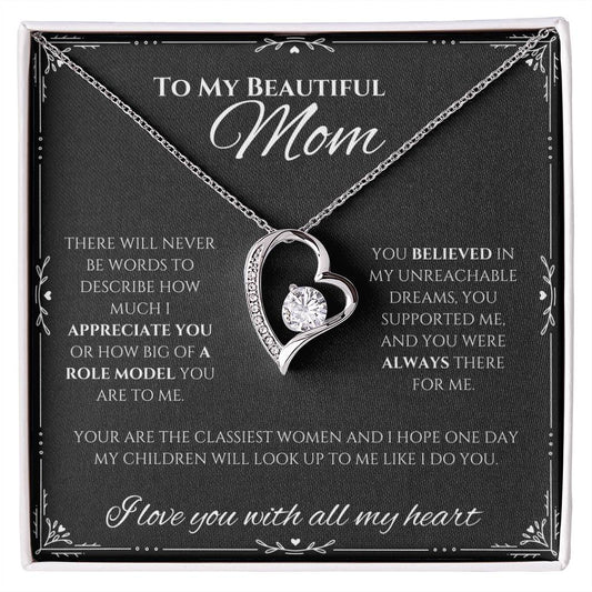 To My Beautiful Mom | Heart Necklace